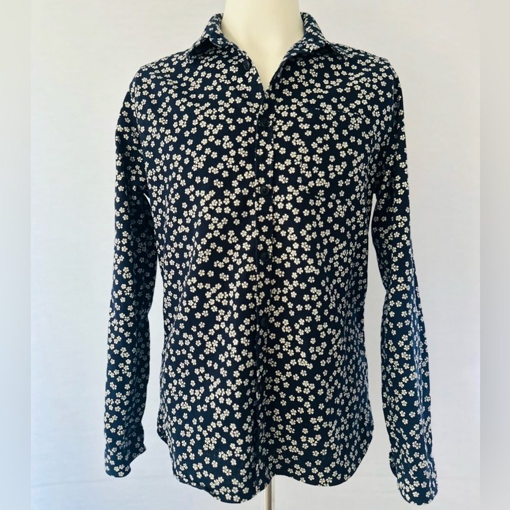 Oliver Spencer Floral Print Cotton Button Down Shirt